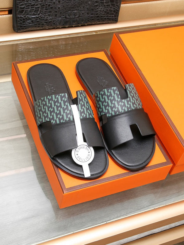 HM IZMIR SANDAL BLACK AND SAPPHIRE CALFSKIN