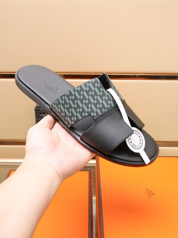 HM IZMIR SANDAL BLACK AND SAPPHIRE CALFSKIN