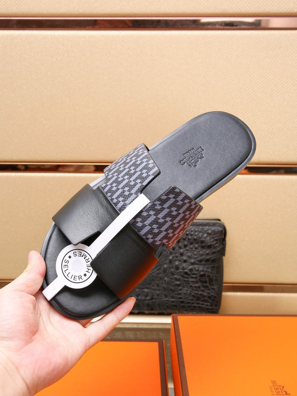 HM ORAN SANDAL BLACK AND LAVENDER CALFSKIN