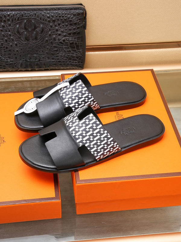 HM IZMIR SANDAL BLACK AND WHITE CALFSKIN