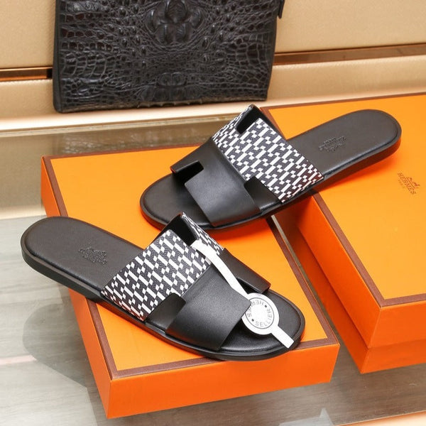 HM IZMIR SANDAL BLACK AND WHITE CALFSKIN