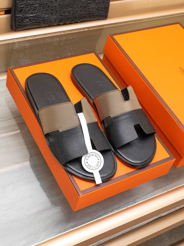 HM IZMIR SANDAL BLACK AND BROWN LAMBSKIN