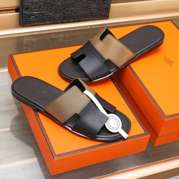 HM IZMIR SANDAL BLACK AND BROWN LAMBSKIN