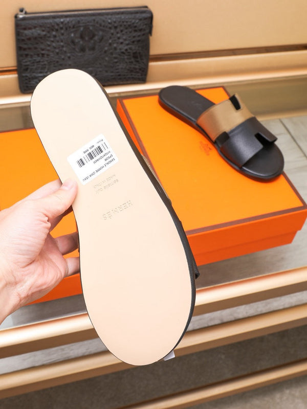 HM IZMIR SANDAL BLACK AND BROWN LAMBSKIN