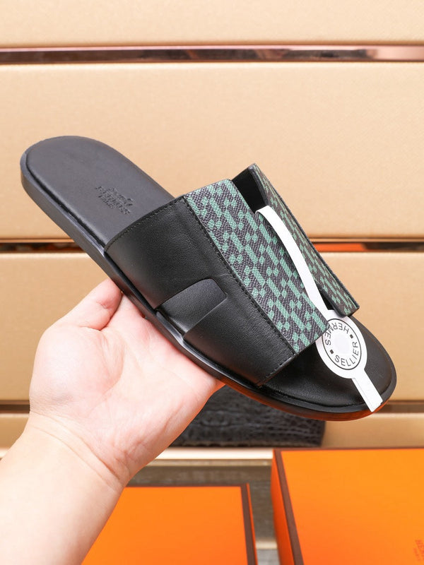 HM IZMIR SANDAL BLACK AND SAPPHIRE LAMBSKIN