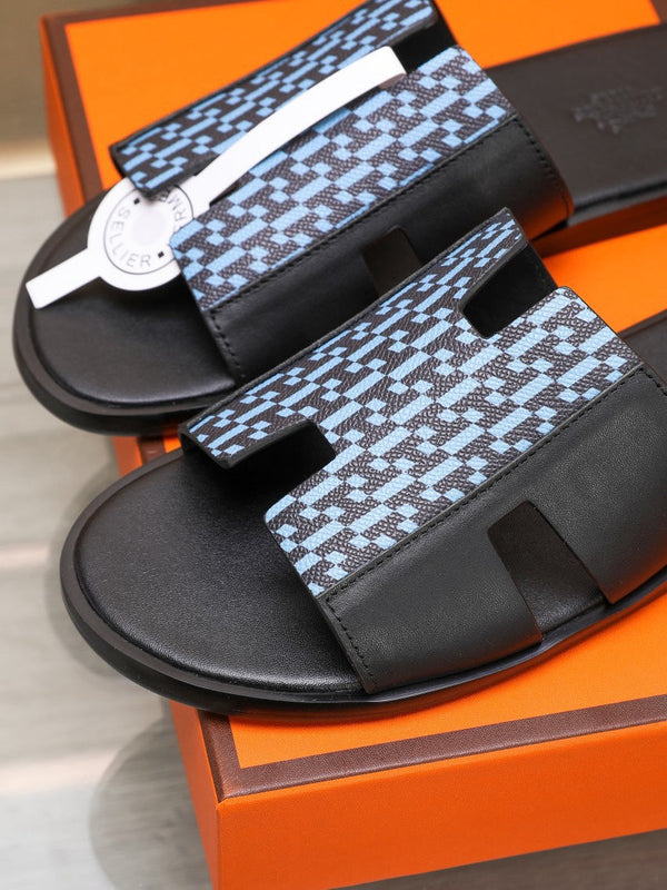 HM IZMIR SANDAL BLACK AND SKY LAMBSKIN