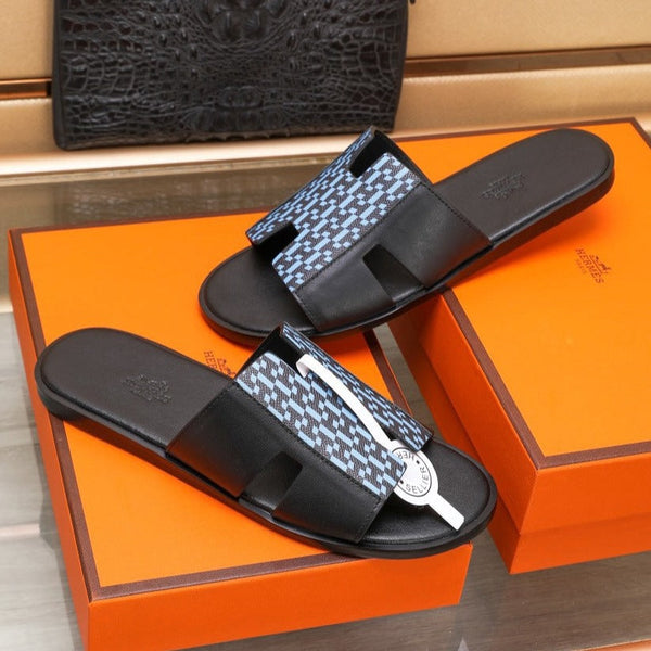 HM IZMIR SANDAL BLACK AND SKY LAMBSKIN