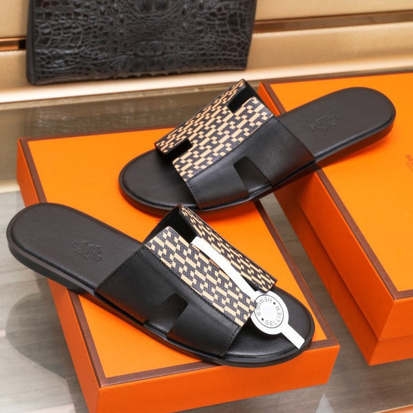 HM IZMIR SANDAL BLACK AND PEACHY LAMBSKIN