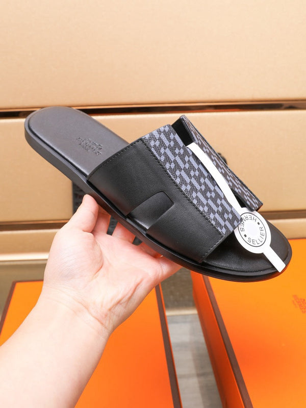 HM IZMIR SANDAL BLACK AND LAVENDER LAMBSKIN