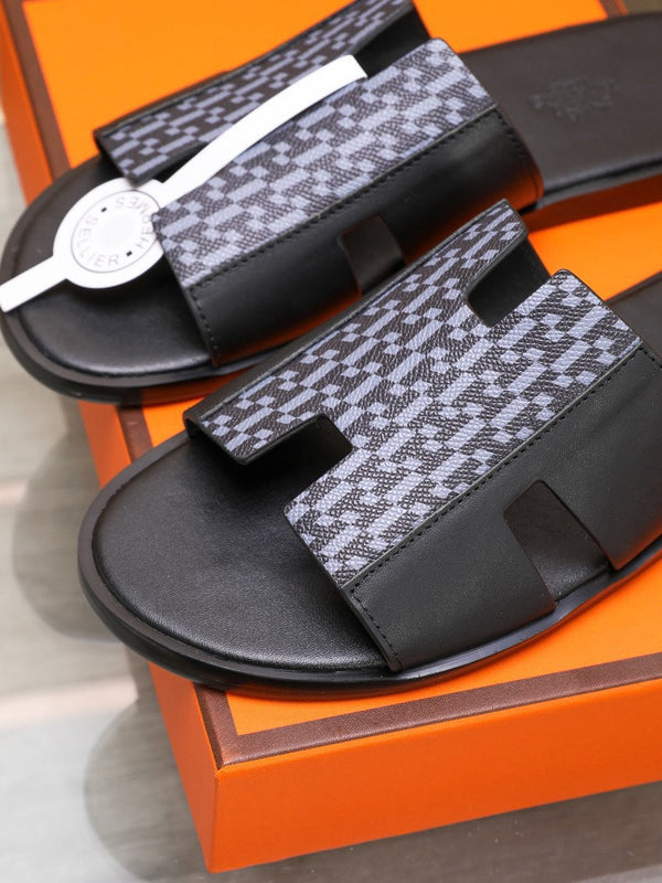 HM IZMIR SANDAL BLACK AND LAVENDER LAMBSKIN