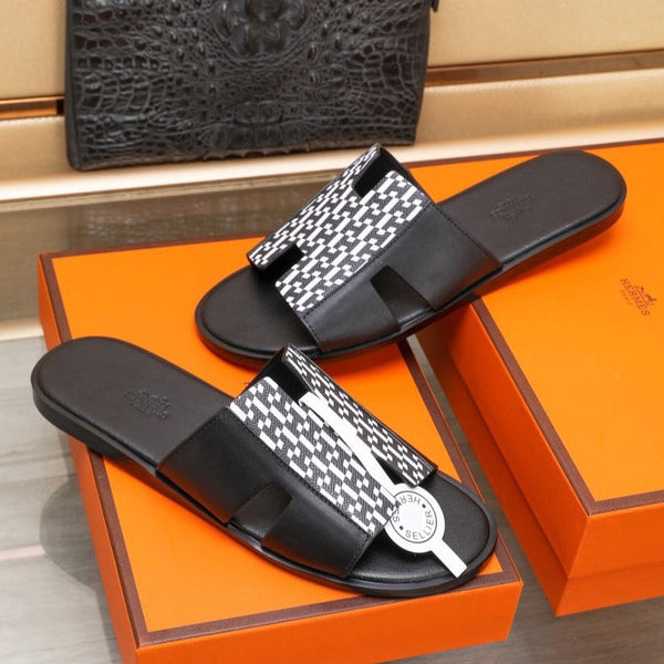 HM IZMIR SANDAL BLACK AND WHITE LAMBSKIN