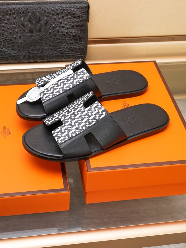 HM IZMIR SANDAL BLACK AND WHITE LAMBSKIN