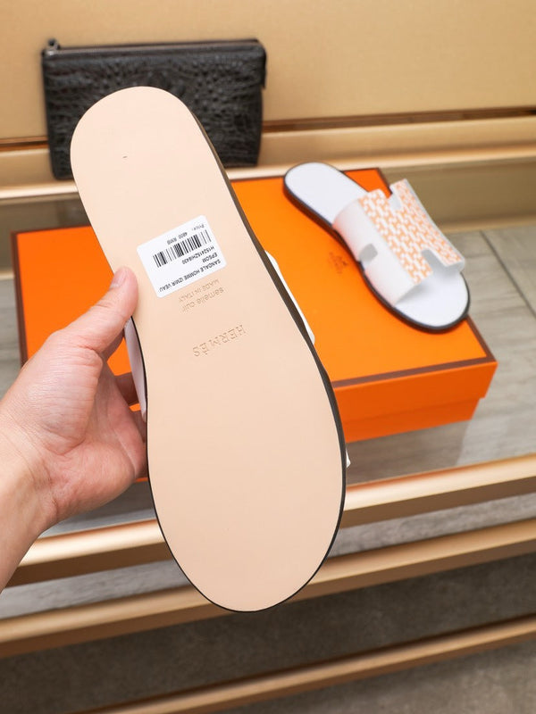 SANDALO HM IZMIR BIANCO E PELLE DI AGNELLO MANDARINO