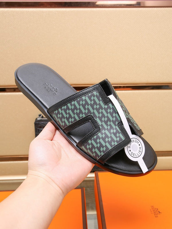 HM ORAN SANDAL BLACK AND SAPPHIRE LAMBSKIN