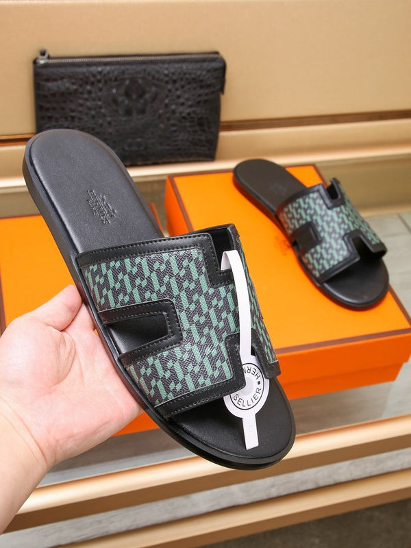 HM ORAN SANDAL BLACK AND SAPPHIRE LAMBSKIN