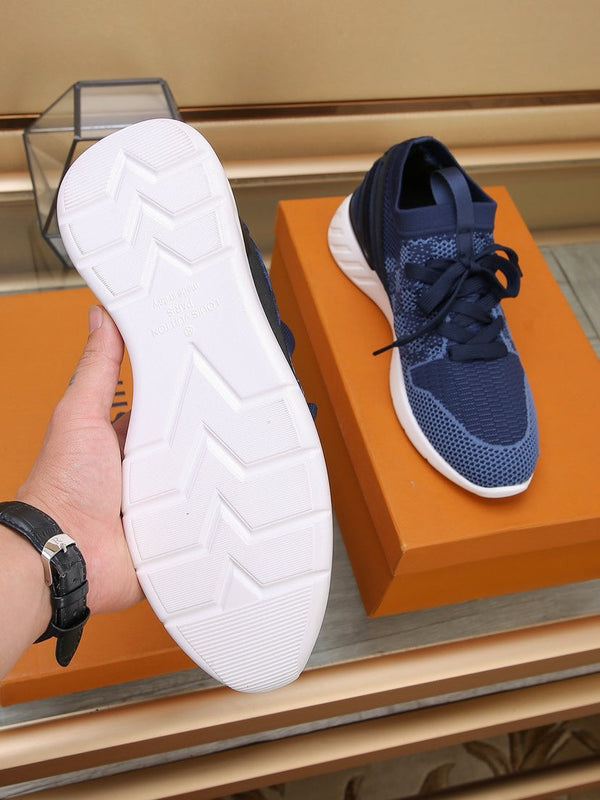 LV SNEAKERS IN COBALT BLUE MESH FABRIC