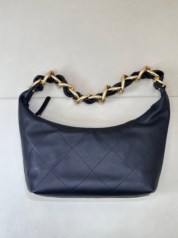 CC 2025 Hobo Bag Black Lambskin Gold Hardware 296891