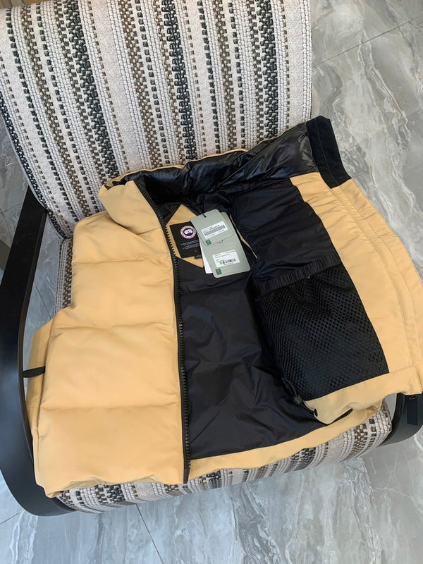 C. Goose Hooded Down Vest Beige Polyester 0004