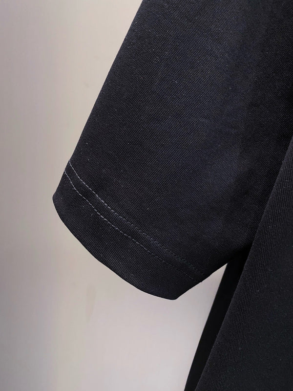 T-SHIRT IN COTONE NERO LV LOGO GIALLO 238821