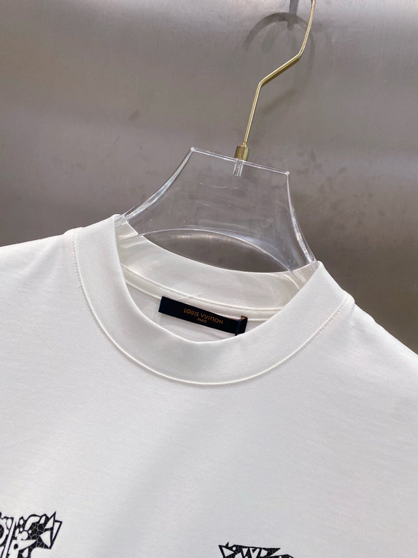 T-SHIRT LV IN COTONE BIANCO CON LOGO NERO 238822