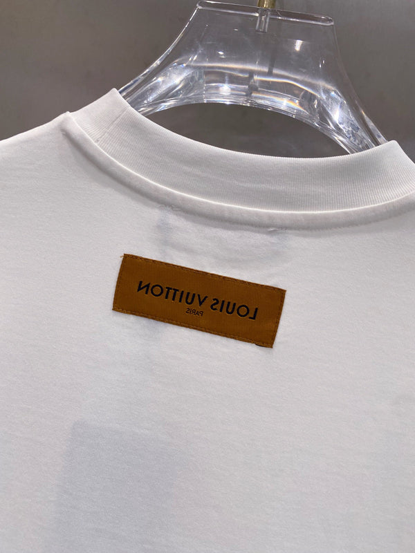 T-SHIRT LV IN COTONE BIANCO CON LOGO NERO 238822