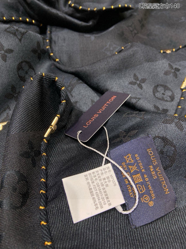 SCIARPA EVERMORE 140 CM IN SETA E LANA NERA 396258