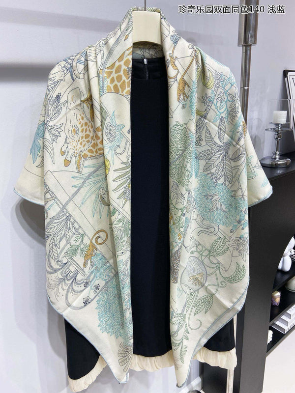 Precious Paradise Scarf 140 CM White Colorful Cashmere And Silk