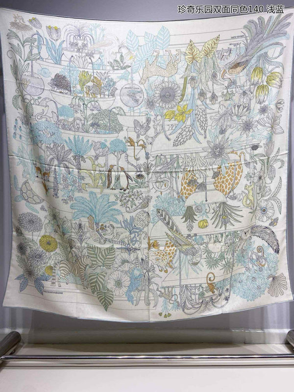 Precious Paradise Scarf 140 CM White Colorful Cashmere And Silk