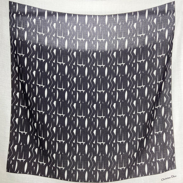 SCIALLE MISS DIOR ALLOVER 140 CM IN CASHMERE SETA E BIANCO MISTO NERO 411629