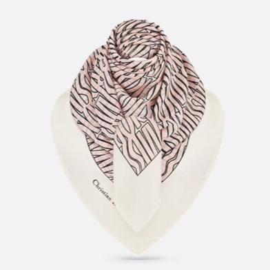 SCIALLE MISS DIOR ALLOVER 140 CM IN CASHMERE SETA BIANCO MIX ROSA PALLIDO 411631