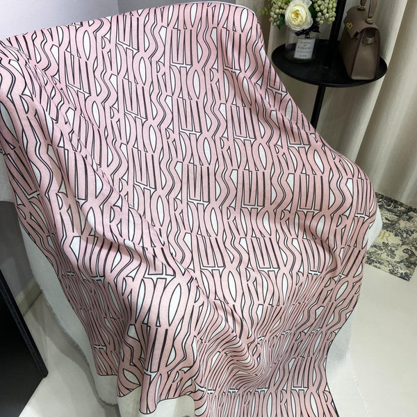 SCIALLE MISS DIOR ALLOVER 140 CM IN CASHMERE SETA BIANCO MIX ROSA PALLIDO 411631