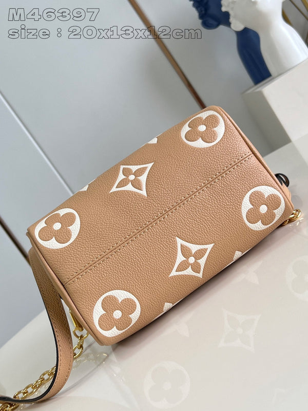 Speedy Bandouliere 20 Brown White Monogram Empreinte Calfskin