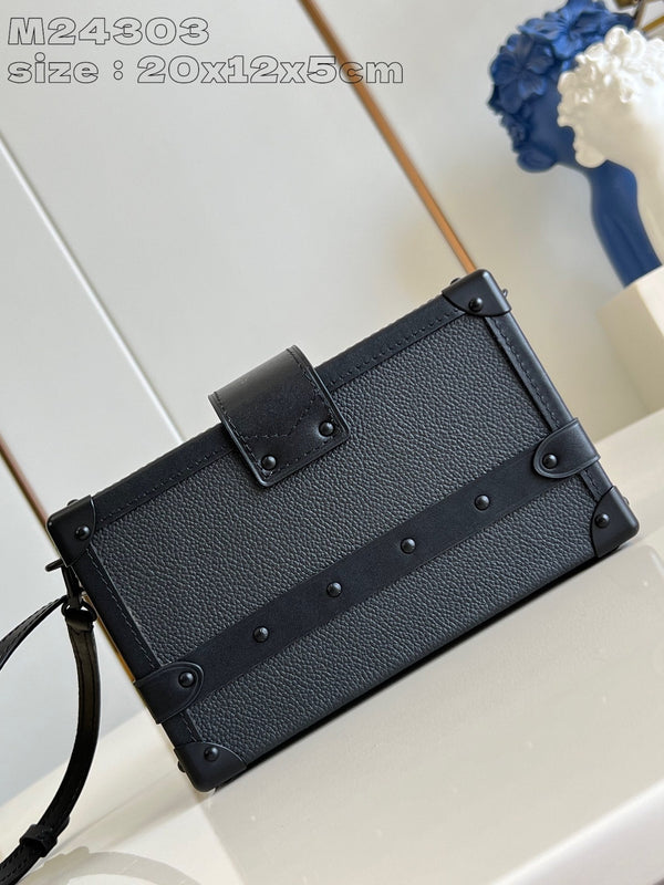 LV PETITE MALLE 20 BLACK CALFSKIN