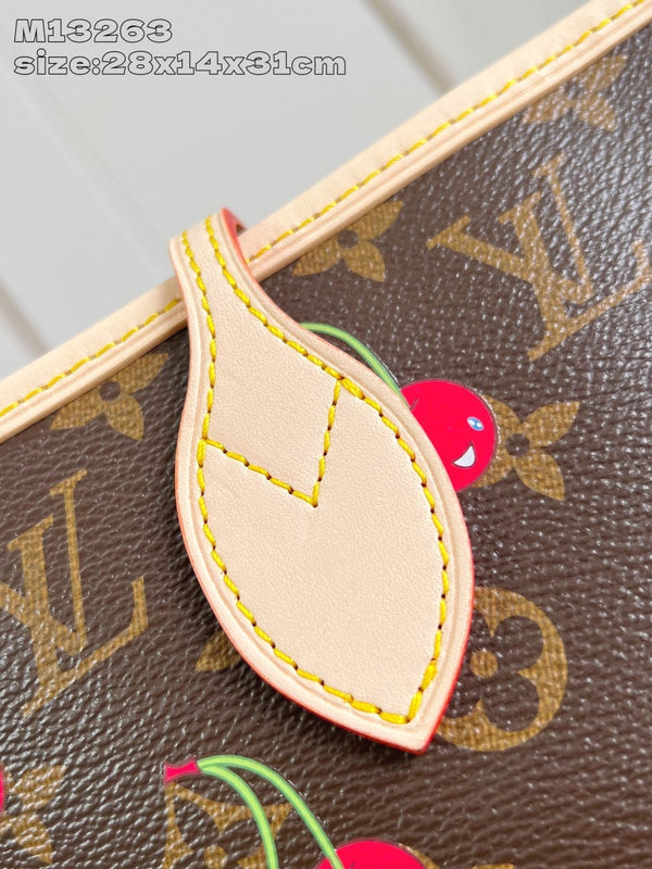 LV x TM Neverfull MM 31cm Brown Cherry Monogram Canvas