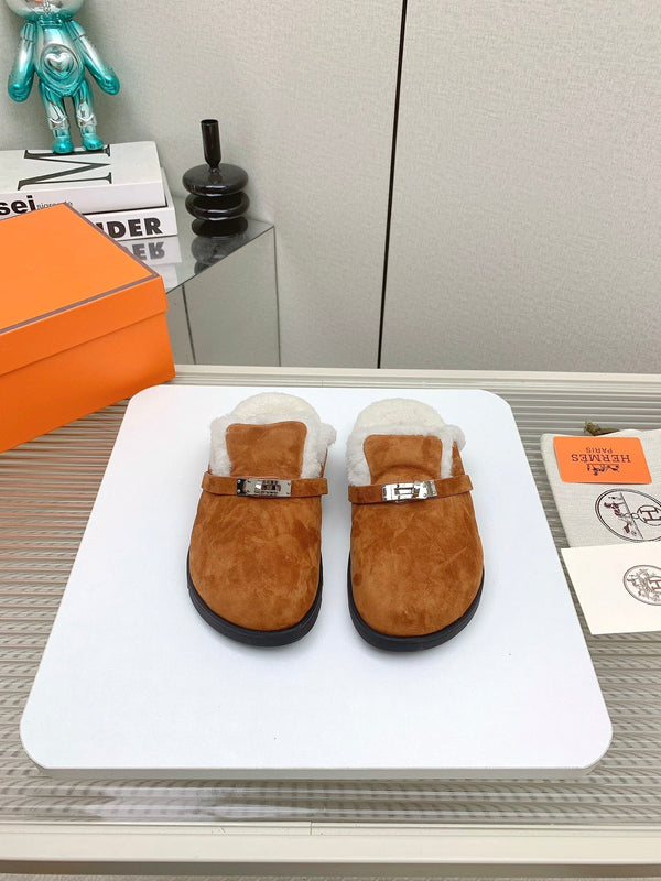 HM Mule 30mm In Caramel With Fleece And Suede Lining 971398