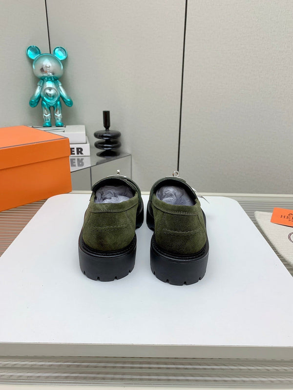 Mocassino HM Icone in pelle scamosciata verde muschio 971403