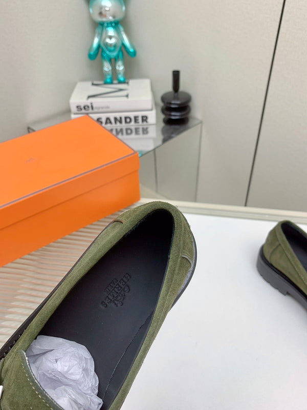 Mocassino HM Icone in pelle scamosciata verde muschio 971403