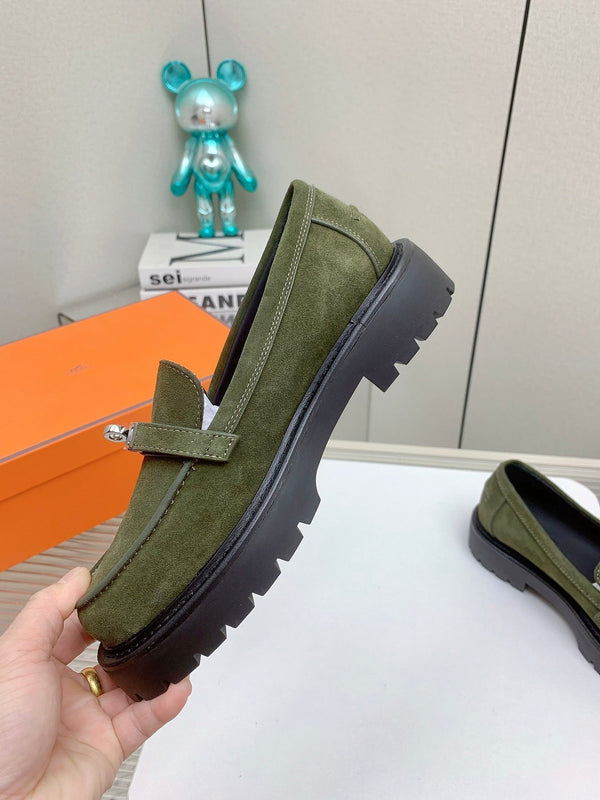 Mocassino HM Icone in pelle scamosciata verde muschio 971403