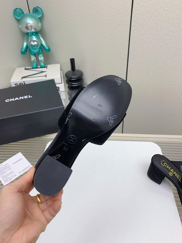 CC Mule Sandals 50mm In Black Velvet 148937