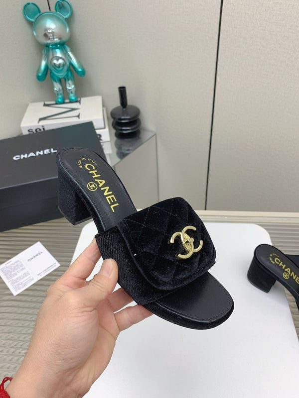 CC Mule Sandals 50mm In Black Velvet 148937