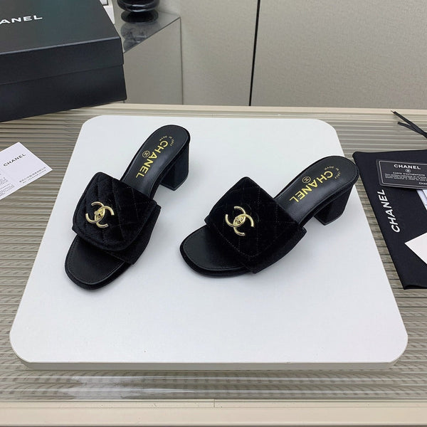 CC Mule Sandals 50mm In Black Velvet 148937