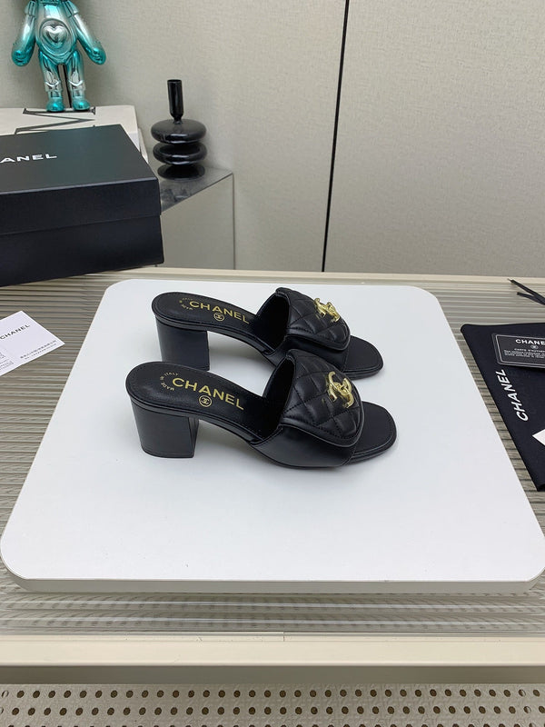 CC Mule Sandals 50mm In Black Quilted Lambskin 148942