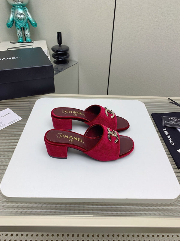 CC Mule Sandals 50m In Dark Red Velvet 148971