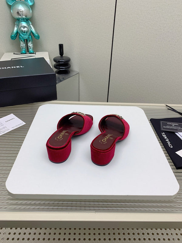 CC Mule Sandals 50m In Dark Red Velvet 148971