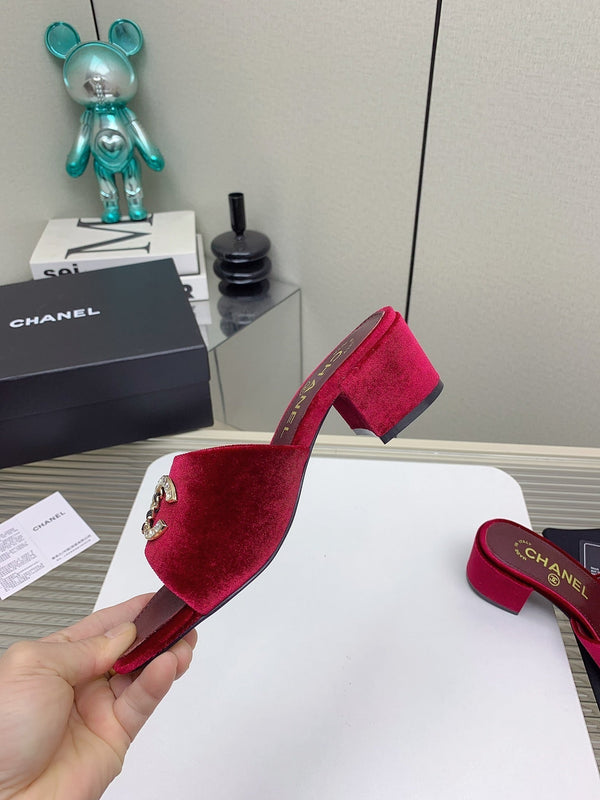 CC Mule Sandals 50m In Dark Red Velvet 148971