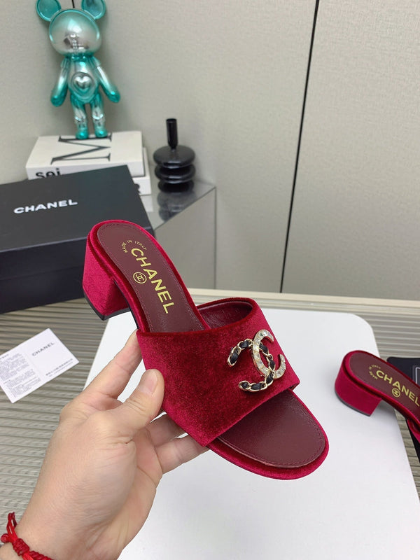 CC Mule Sandals 50m In Dark Red Velvet 148971