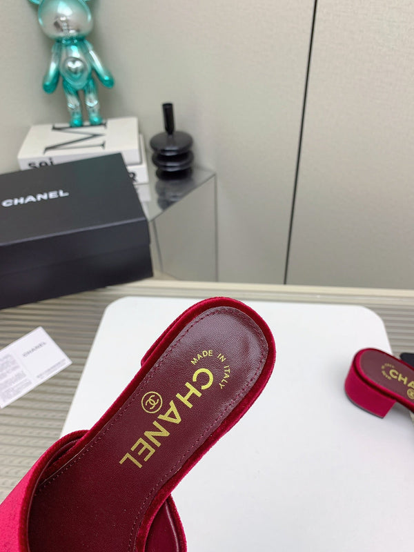 CC Mule Sandals 50m In Dark Red Velvet 148971