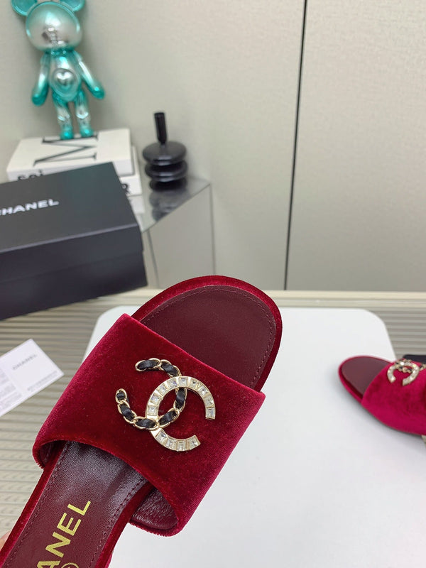 CC Mule Sandals 50m In Dark Red Velvet 148971