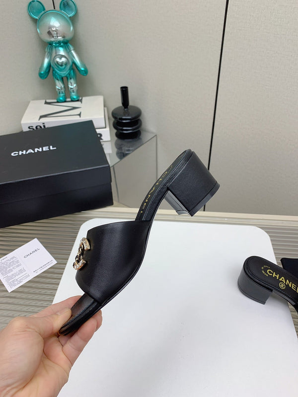 CC Mule Sandals 50m In Black Lambskin 148976