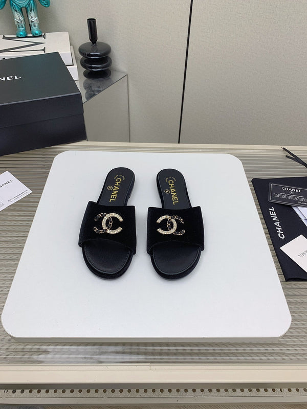 Ciabatte CC in velluto nero 148986